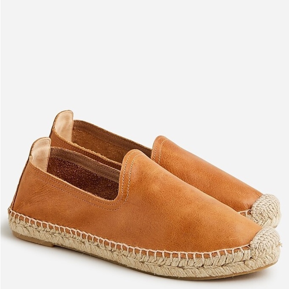 J Crew Made-in-Spain espadrille flats in leather BT390